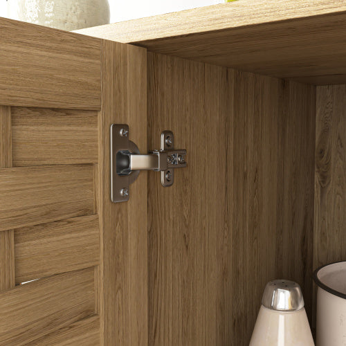 Storage Cabinet with 3 Doors, Wood Sideboard Buffet Storage with Adjustable Shelf, Anti-tip Kit Accent Cabinet for Living