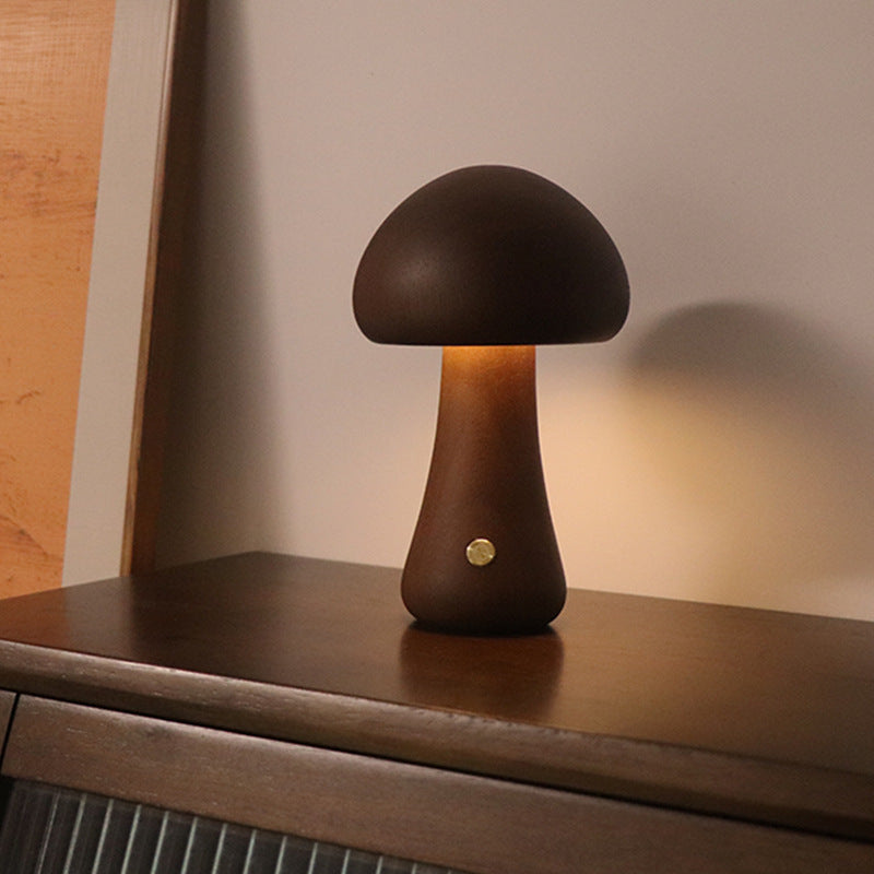 Wooden Cute Mushroom LED Night Light With Touch Switch  Bedside Table Lamp For Bedroom Childrens Room Sleeping Night Lamps Home Decor