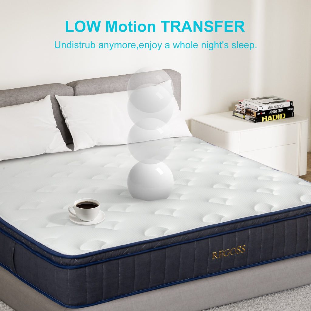 Single Bed Mattress, 30.48 Cm Hybrid Double Bed Mattress With Individual Pocket Coils, Boxed Plush Foam, Medium Softness, Motion Isolation Pressure