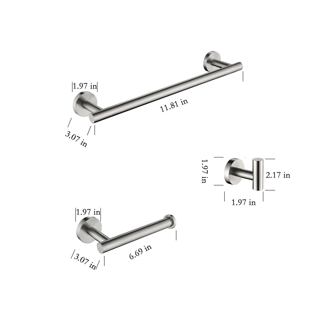 3-piece Set Of Bathroom Hangers And Towel Racks