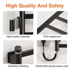 SIOYIE Towel Warmer Bathroom Wall Mounted 6 Bars Electric Towel Drying, 150 W 500 800 MM Heated Towel Rack With Intelligent Touch Screen Timer And Temperature Control Black Right