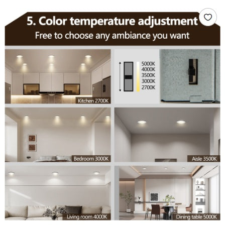 12-Pack 4 Inch Ultra-Thin LED Recessed Ceiling Light With Junction Box, 2700K-5000K Dimmable Color Changing Downlight, 9W 810LM, Easy Install, Ideal For Kitchen, Bedroom, Basement