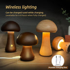 Wooden Cute Mushroom LED Night Light With Touch Switch  Bedside Table Lamp For Bedroom Childrens Room Sleeping Night Lamps Home Decor