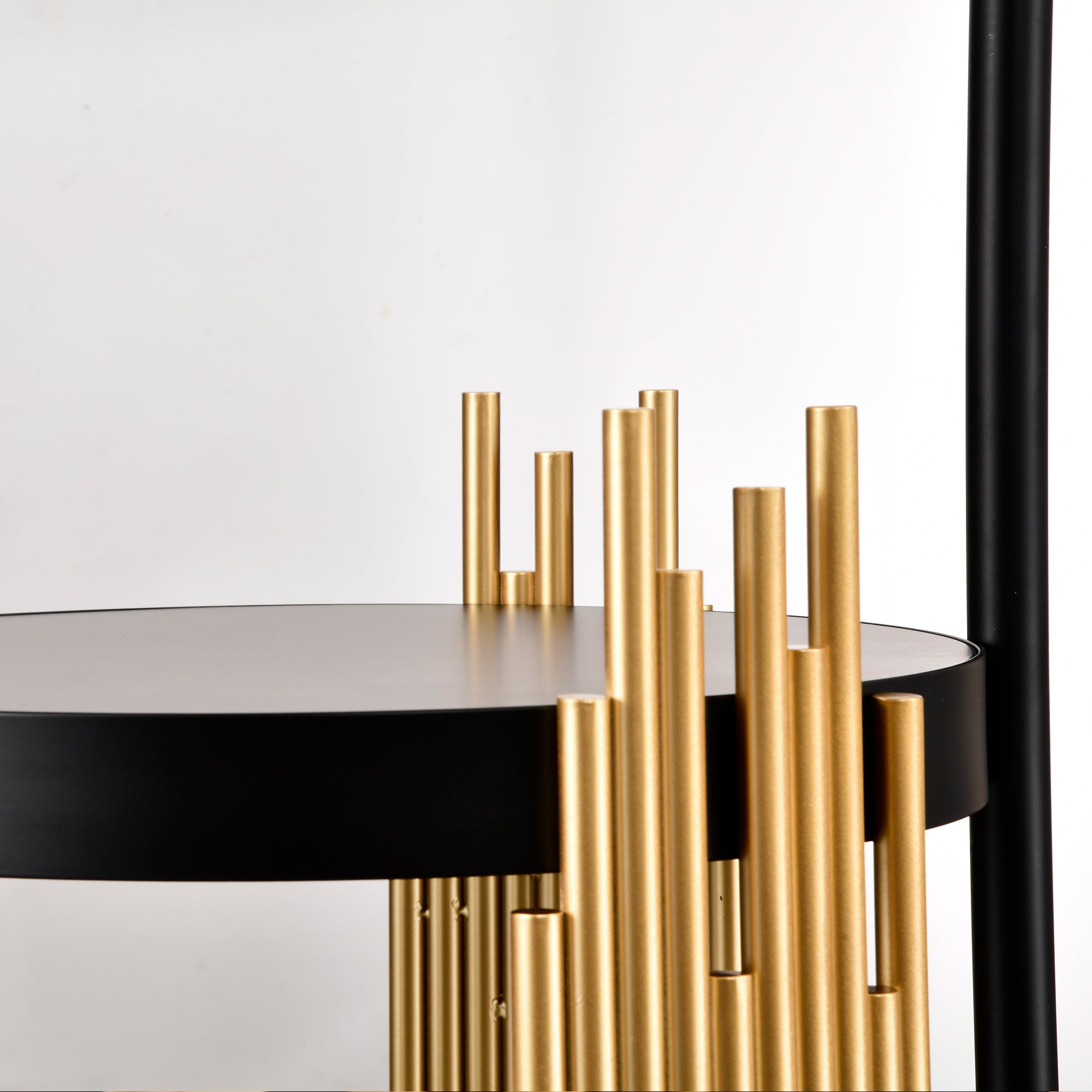 Luxury Shelves Floor Lamp For Living Room With Metal Lampshade, Standing Lamp Tall Industrial Floor Lamp Reading For Bedroom, Office E26 No Included Bulb -Matte Gold Matte Black