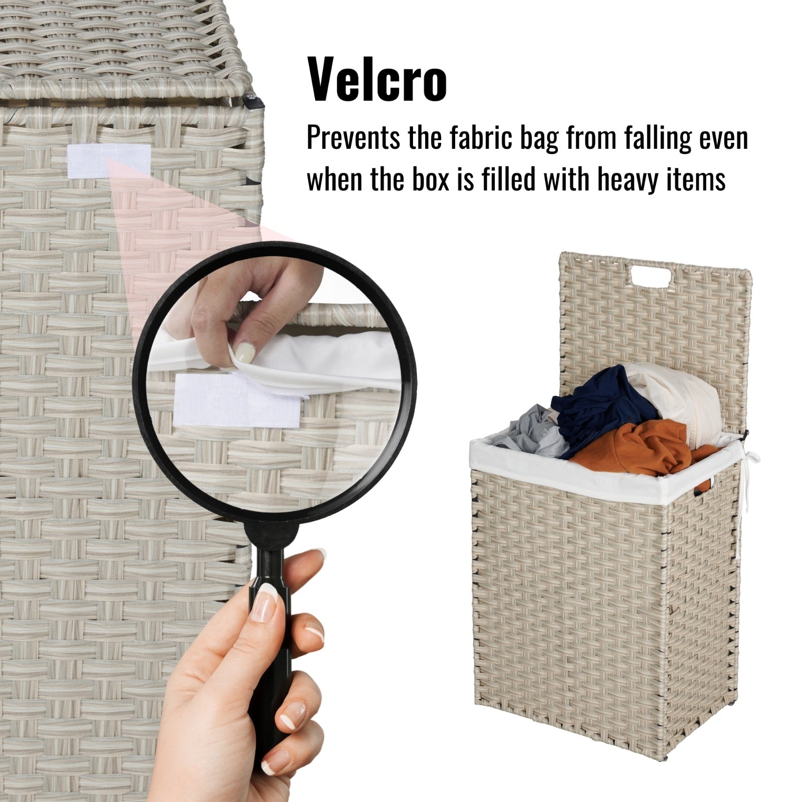 Laundry Hamper With Lid PE Rattan Powder Coating Frame Clothes Hampers With 02 Removable Bags,