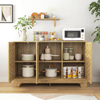 Storage Cabinet with 3 Doors, Wood Sideboard Buffet Storage with Adjustable Shelf, Anti-tip Kit Accent Cabinet for Living