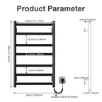 SIOYIE Towel Warmer Bathroom Wall Mounted 6 Bars Electric Towel Drying, 150 W 500 800 MM Heated Towel Rack With Intelligent Touch Screen Timer And Temperature Control Black Right