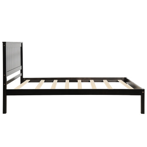 SOWO Platform Bed Frame With Headboard, Wood Slat Support, No Box Spring Needed,Twin, Espresso