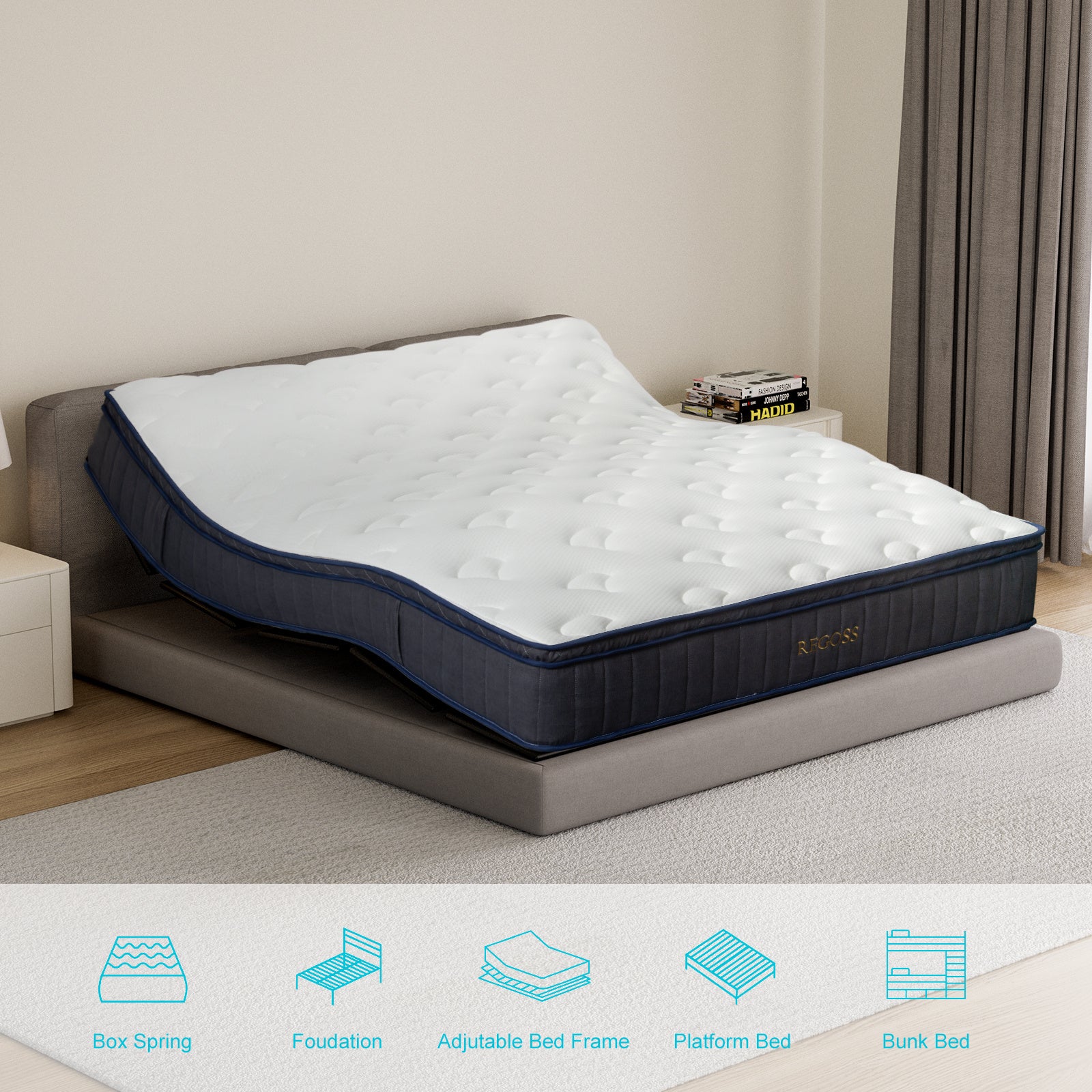 Single Bed Mattress, 30.48 Cm Hybrid Double Bed Mattress With Individual Pocket Coils, Boxed Plush Foam, Medium Softness, Motion Isolation Pressure