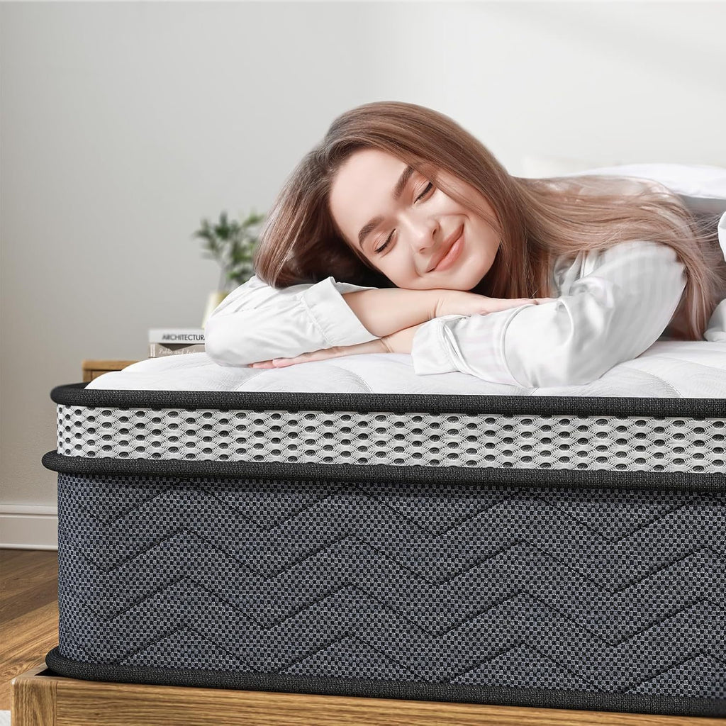 Full Mix Inner Spring Mattress, 30.48 Cm Plush Mattress Foam Spring Mattress, Box Full Size Mattress Bed With Stress Relief, 75 X 54 X 12 Inch Double Mattress Bed, Medium Firmness