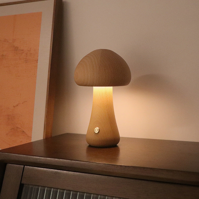 Wooden Cute Mushroom LED Night Light With Touch Switch  Bedside Table Lamp For Bedroom Childrens Room Sleeping Night Lamps Home Decor